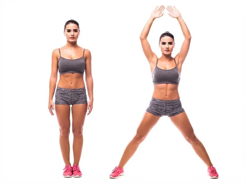 Jumping jack huy động cơ chân, vai, cánh tay, bụng và hông trong cùng một chuỗi chuyển động.