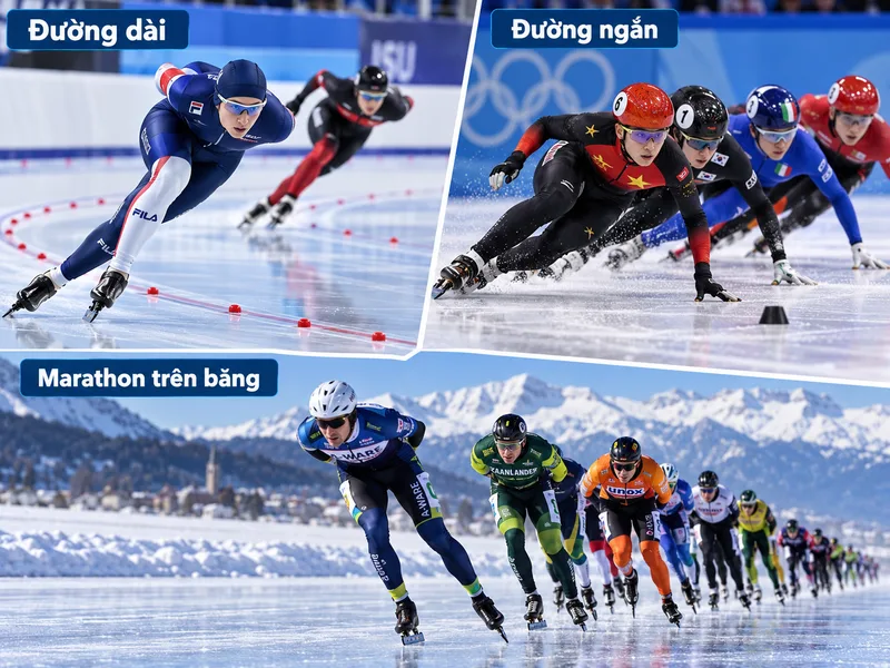 Các nội dung trượt băng tốc độ gồm đường dài, đường ngắn với những yêu cầu kỹ thuật khác nhau.